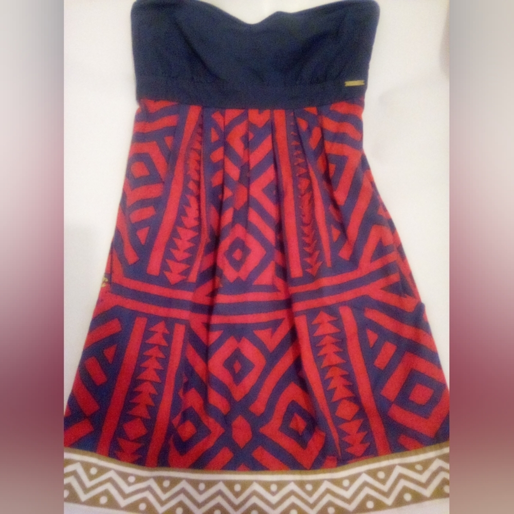 Billabong Navy and Red Geometric Mini Dress